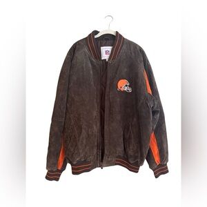 Cleveland Browns Men's L Bomber Jacket Vtg  Suede , Embroider 100% shell leather
